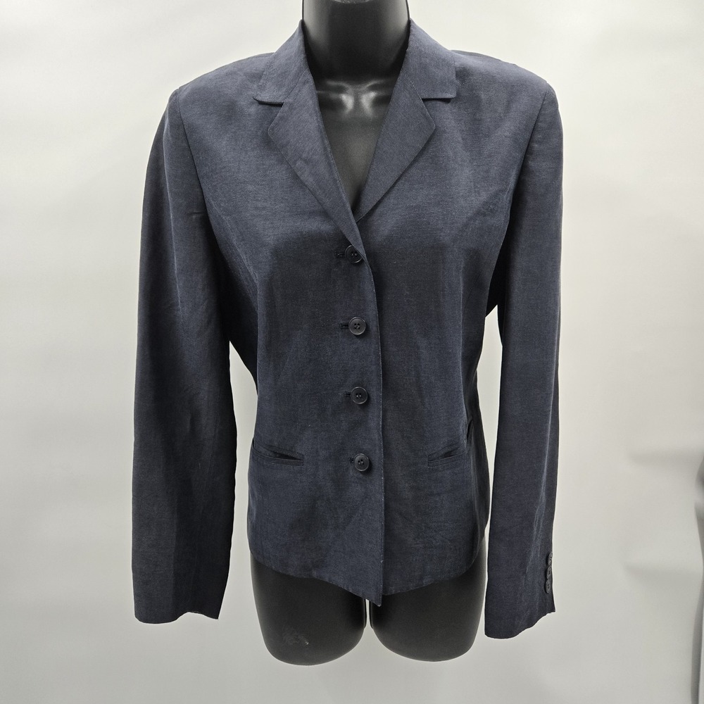 Liz Claiborne Collection Petite Navy Blue Blazer Jacket Office Size 8 VTG